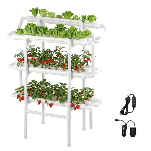 Hydroponiskt odlingssystem, 98x46x128 cm, Vit, UPVC