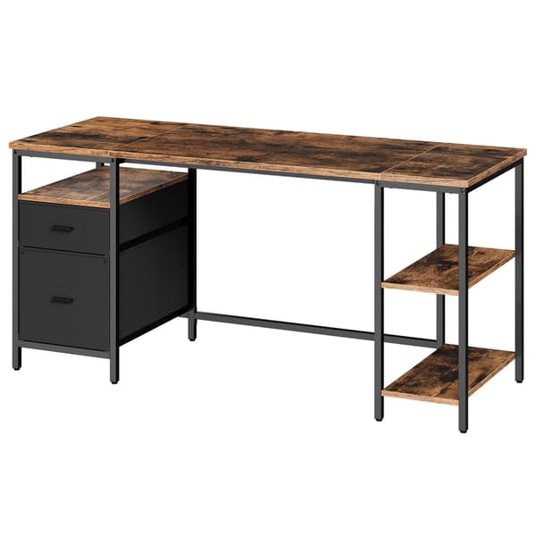 Skrivebord, 60x160x76 cm, Brun, Stålramme