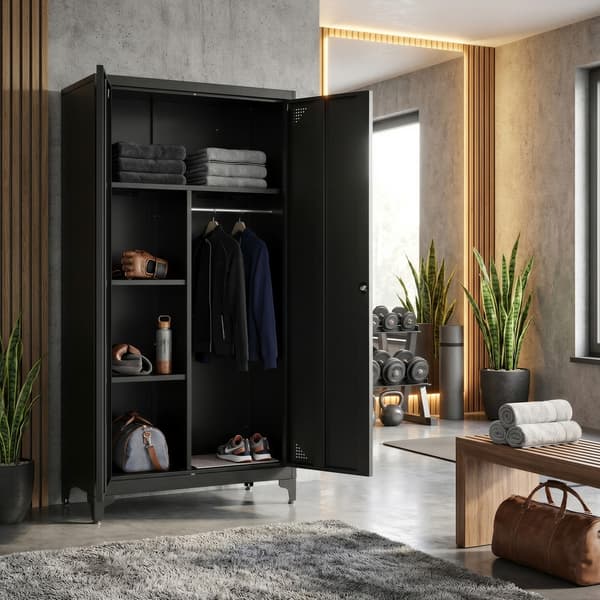 Opbevaringsskab 80x40x165 cm Sort Stål