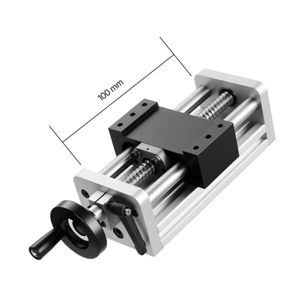 Lineær aktuator, 100 mm, manuel håndhjul, forkromet stål