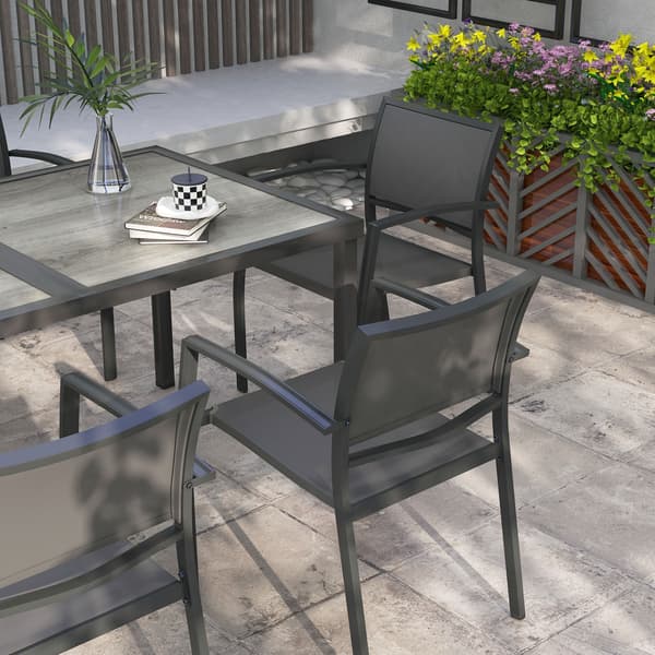 Trädgårdsmöbelset 150x87x72 cm Grå Stål