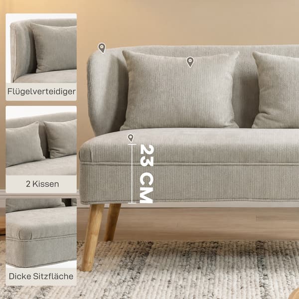 2-sits soffa, 117x65x78,5 cm, Beige, Chenilleklädsel