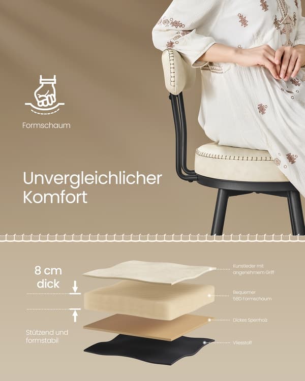 Barstolset, 54x54x91 cm, Vit, Konstläder