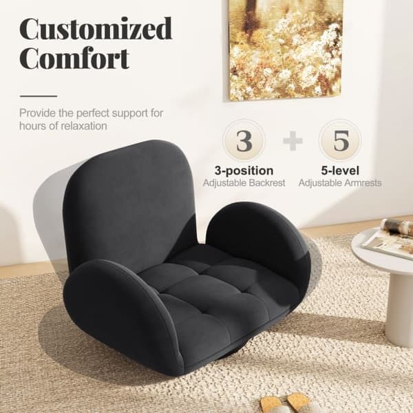 Drejelig gulvstol 89-59x72x46-63 cm sort