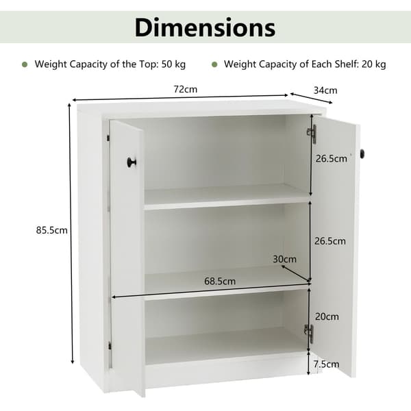 Opbevaringsskab 72x34x85,5 cm hvid/sort