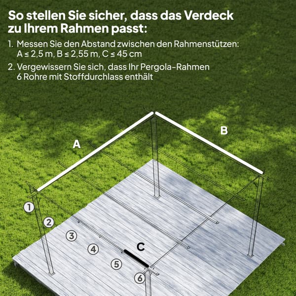 Pergola erstatningsdug 250x255 cm, hvid, polyester