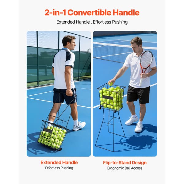 Tennisboldopsamler 75 bolde kapacitet Sort stål opbevaring