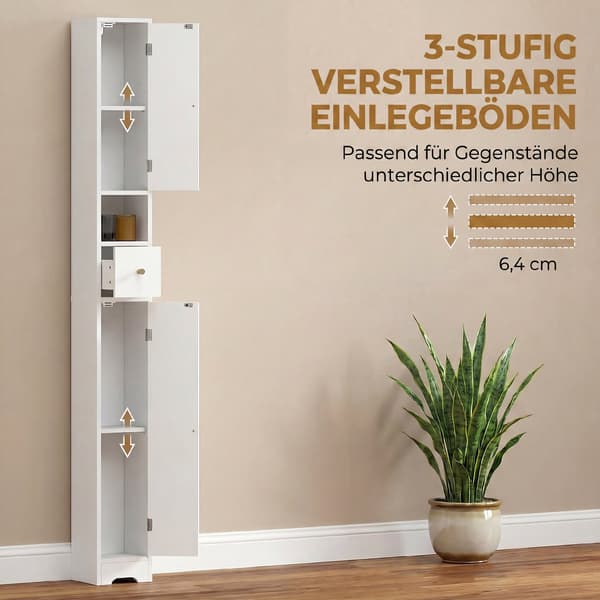 Badeværelsesskab 20x20x185 cm Hvid MDF