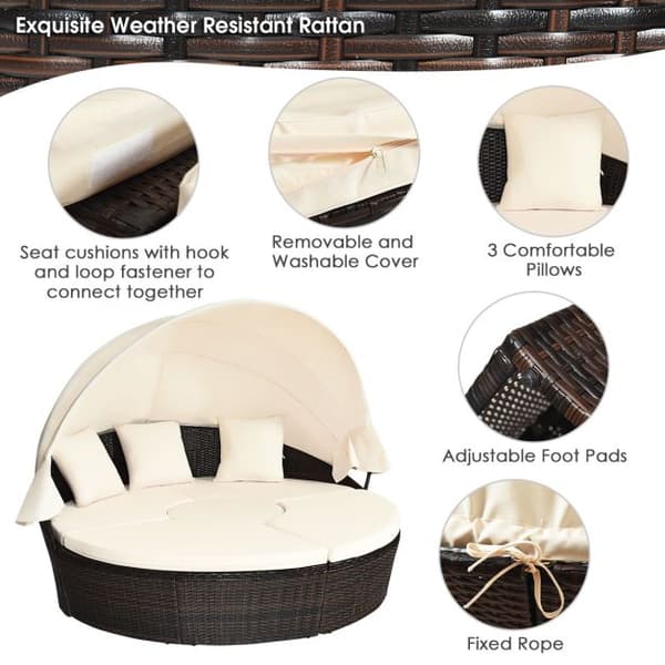 Udendørs Daybed, 192x177x146 cm, Sort, Beige , Star