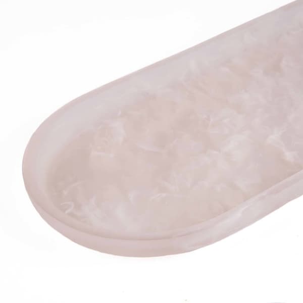 Oval tallrik, 19x44x2,6 cm, rosa vit, resin