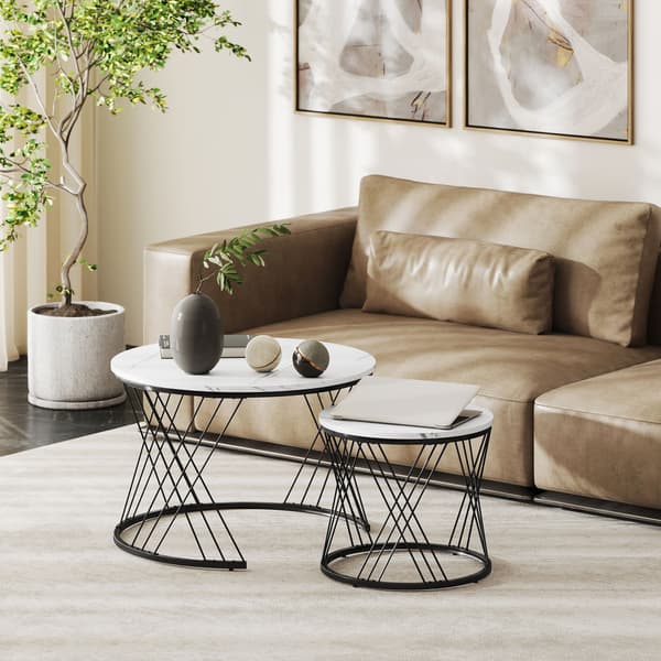 Soffbord Set, 70x46,5 cm och 44,5x39 cm, Vit