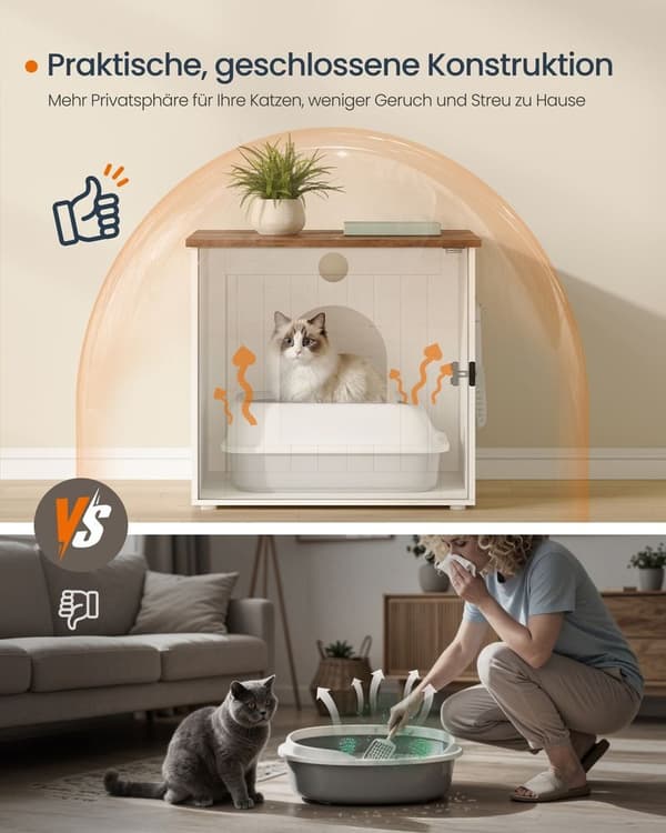 Katte til kattebakke 55x50x50 cm Hvid MDF