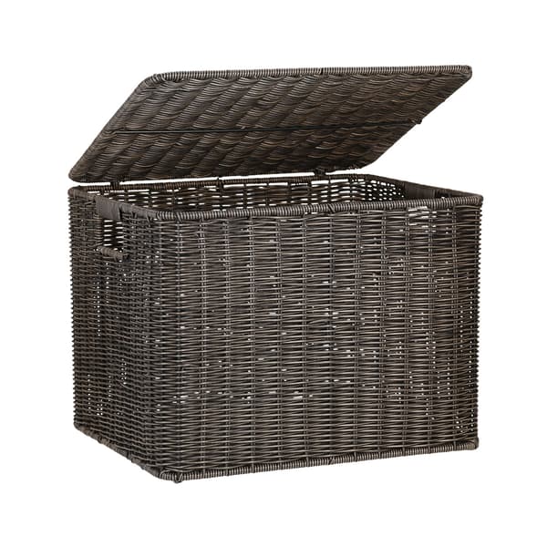 Korg 45x37x33 cm mörk plastflätad korg