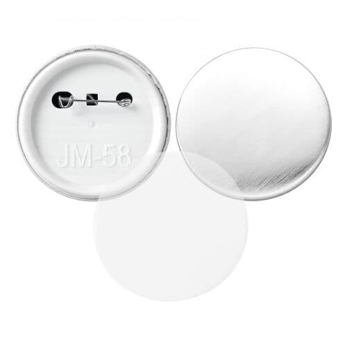 Pin bagside knapdele 200 sæt Ø58 mm sølv/hvid