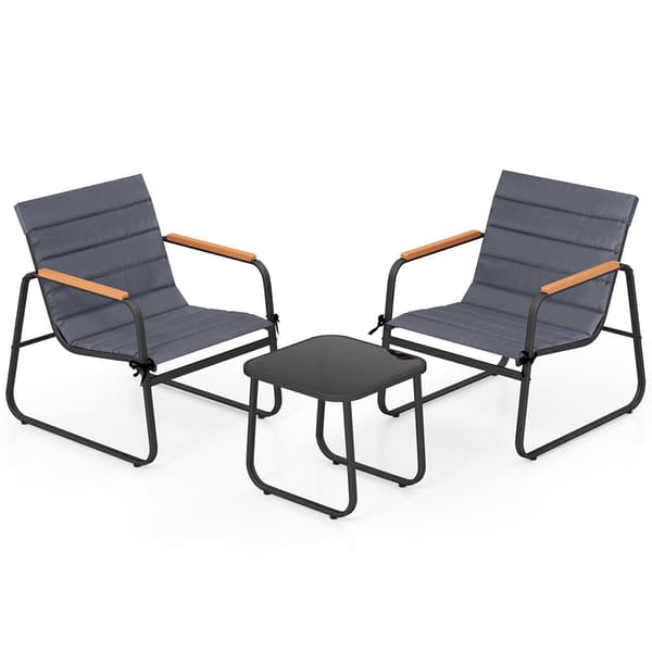 Bistro-sæt, 3-delt udendørs loungesæt, 72,5x61x77 cm, sort