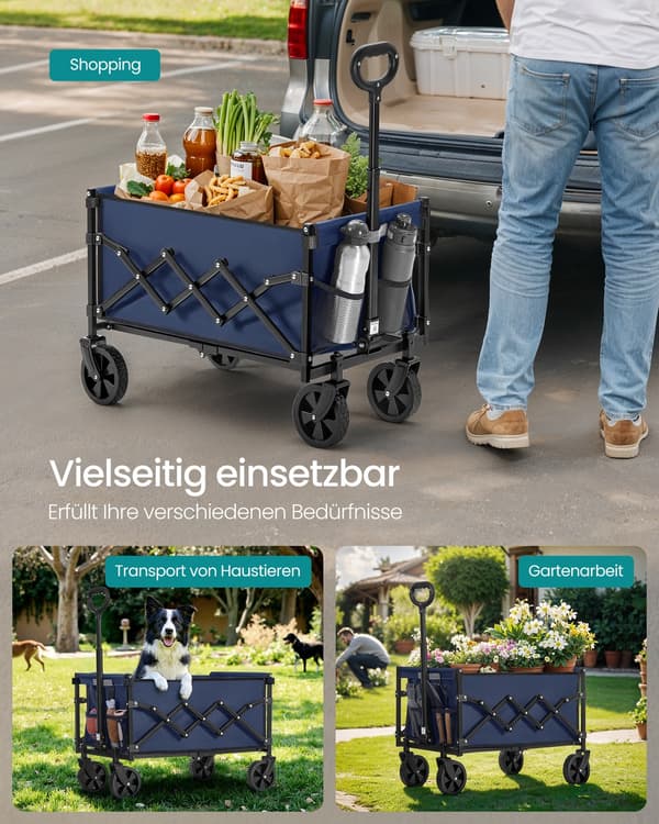 Sammenklappelig Vogn 42x67x90,5 cm Blå Stål