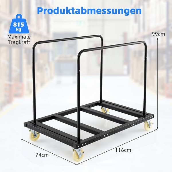 Sammenklappelig Bordvogn med Låselige Hjul og Bindesnor