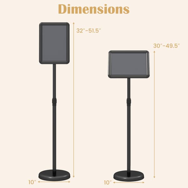 Skilt-holder stativ justerbar højde 76-131 cm sort