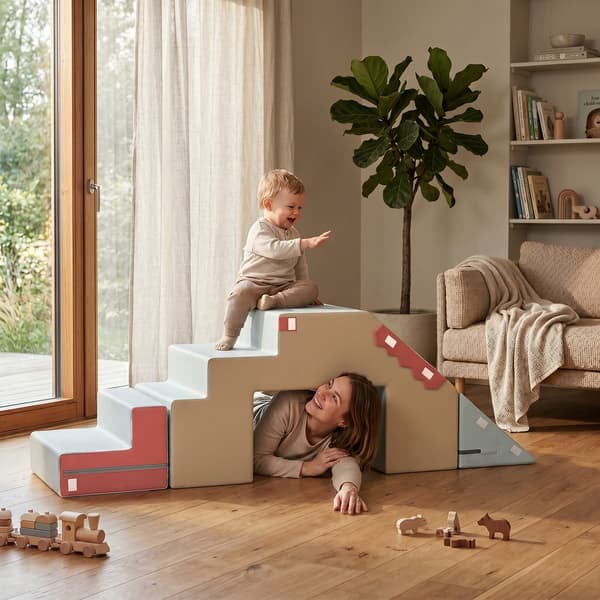 Skumlegetøjsblokke 2 stk 131x39x44 cm blå/beige