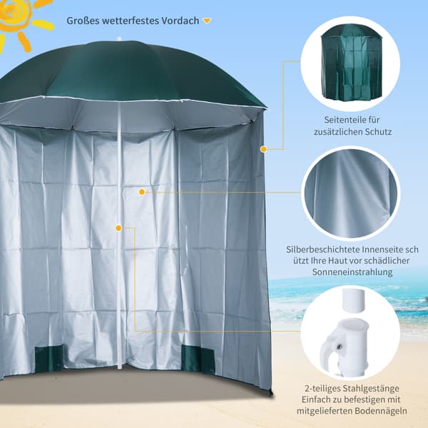 Strandparaply 220x220 cm Grön, Polyester