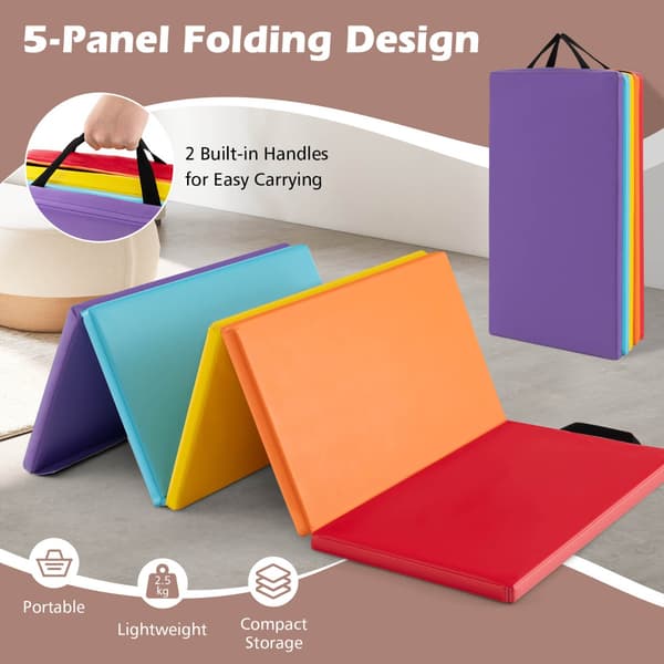 Foldbar gymnastikmåtte 201x75x3 cm multicolor