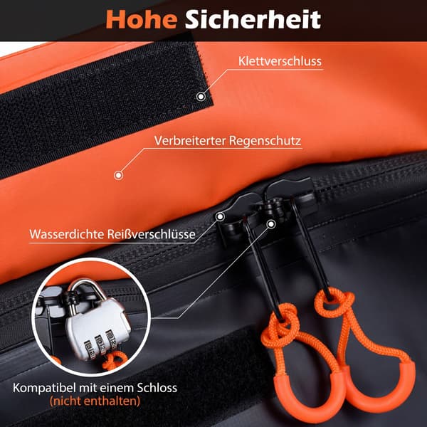 Bagageboks 566L 148x61x61 cm orange/sort