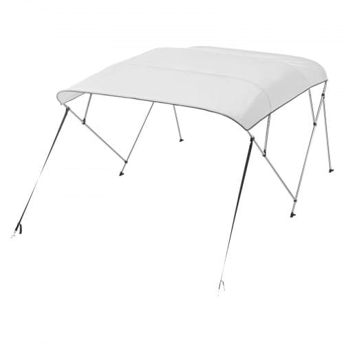 Båtbimini, 4-båge 600D polyesterkapell 244x216-228x137 cm, ljusgrå, aluminiumram