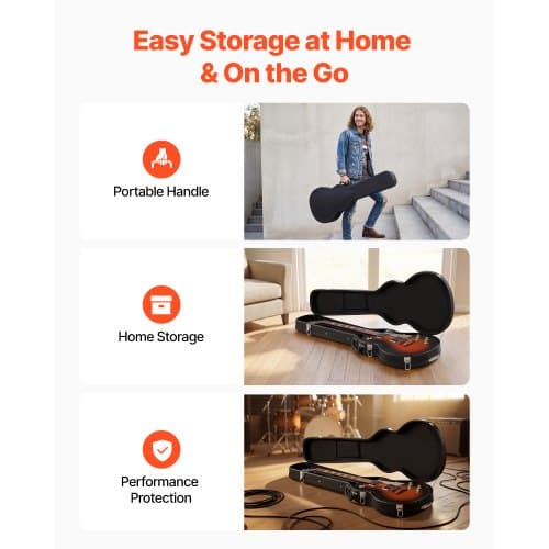 Elektrisk gitarr hårt fodral LP-gitarrlåda 108x39 cm svart