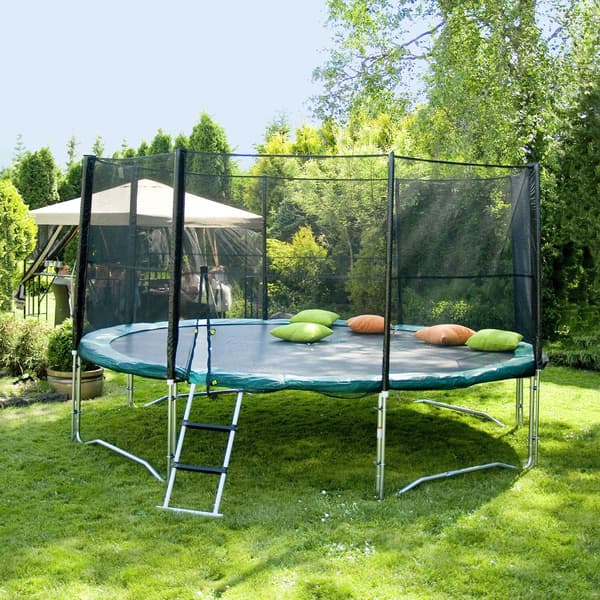 Trampolin 304 x 76 cm, grøn, udendørs
