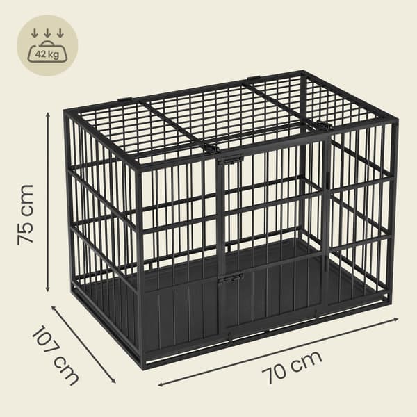 Hundebur 107x70x75 cm Sort Stål