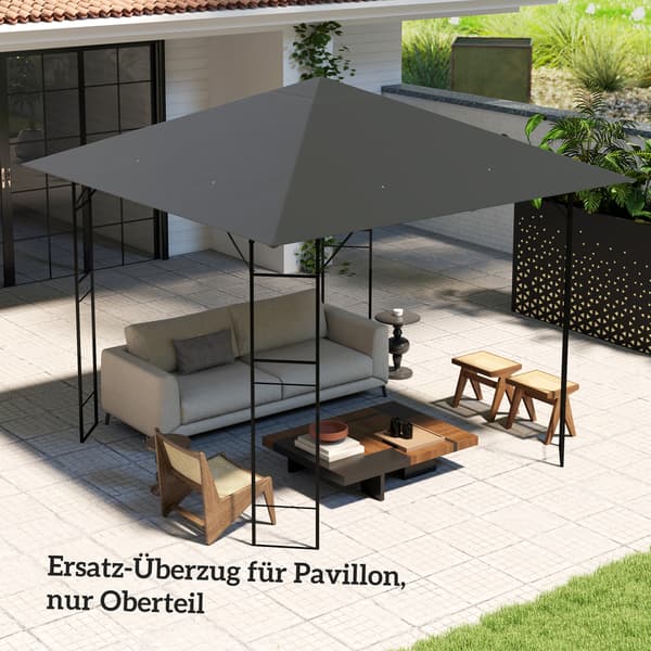 Paviljongin vaihtokatto, 298x298 cm, harmaa, polyesteri