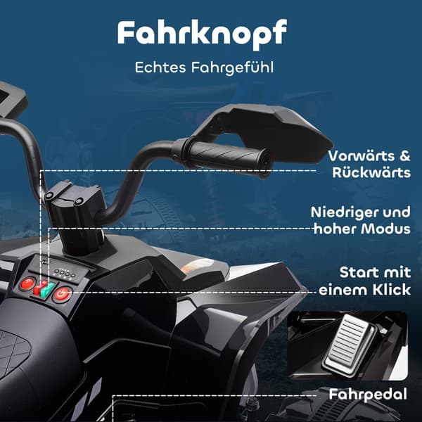 Børns elektriske ATV, 109x68,5x76 cm, Sort, Plastik