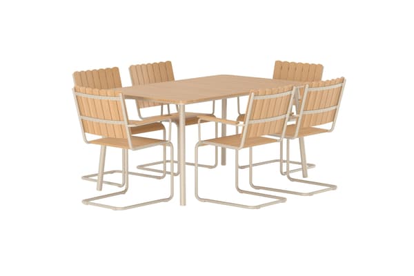 Spisebordssæt, Holmsund Rektangulær, Beige, Polywood