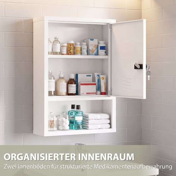 Medicinskåp för väggmontering 40x15x60 cm vitt