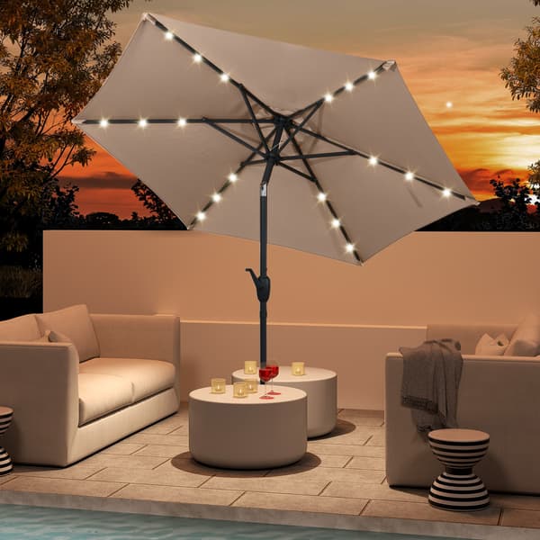 Terrasseparasol med LED-solbelysning, 230x230x225 cm, Grå , Star