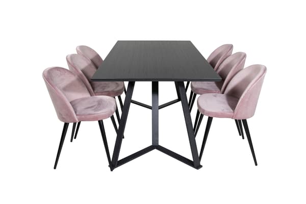 Spisebord og stol sæt Marina Pink Sort