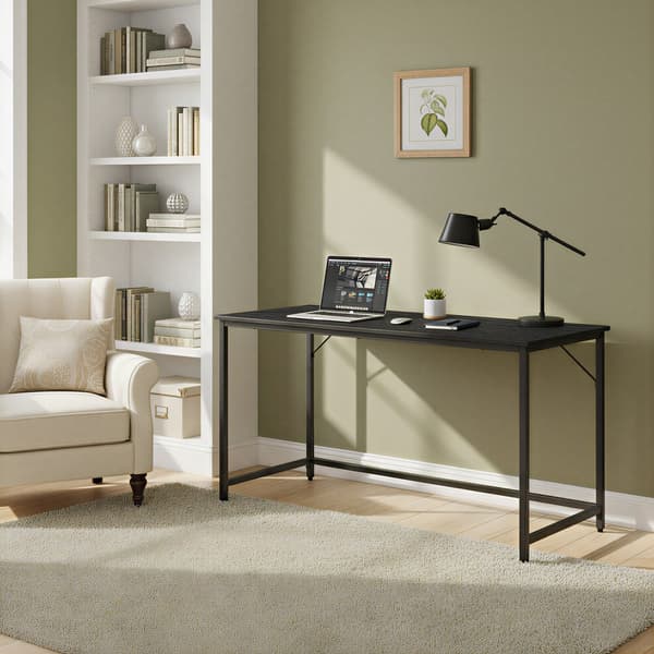 Skrivebord, 60x140x76 cm, Brun-Sort