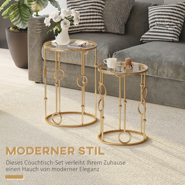 Soffbord Set, 41x57 cm och 36x51 cm, Guld