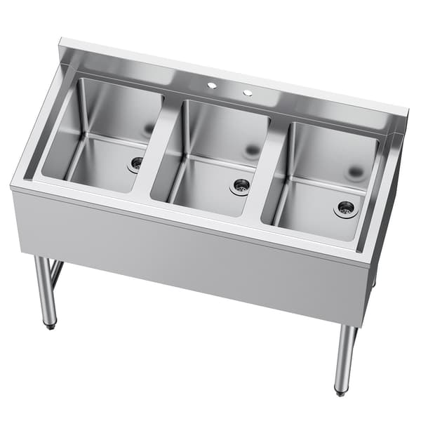Vask med rum, 3 rum, 978x470x838 mm, rustfrit stål