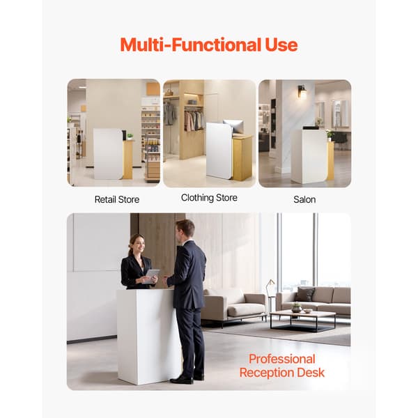 Reception Disk, 80x45x100 cm, Vit, LED-belysning
