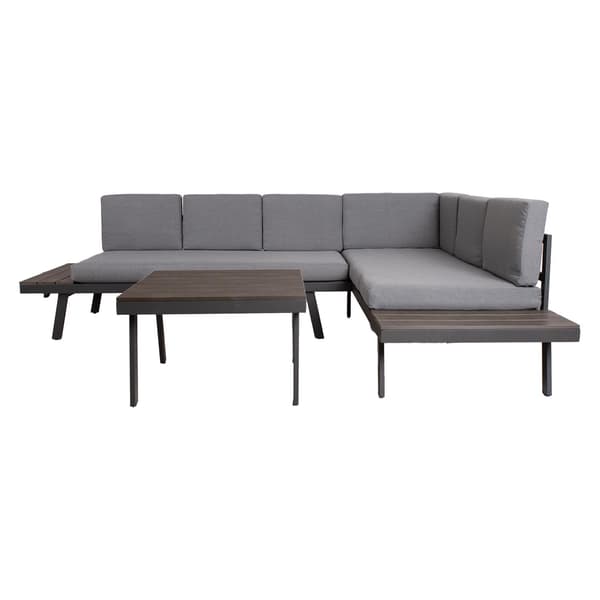 Trädgårdsmöbelset Hörnsoffa och Bord 255x75x65 cm Grå