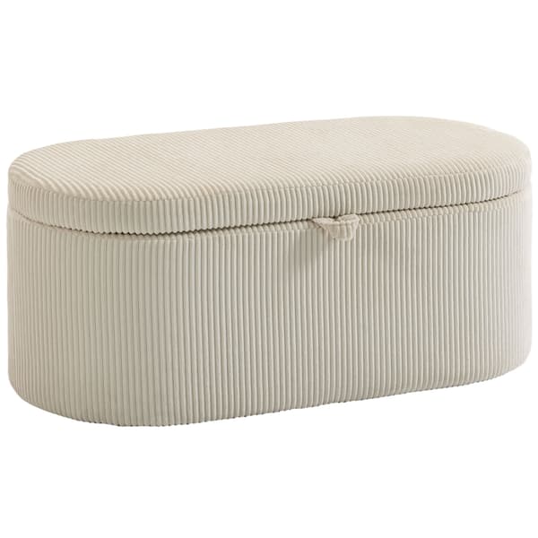 Opbevaringspuf 105x51x49 cm Beige Kordfløjl Polstring