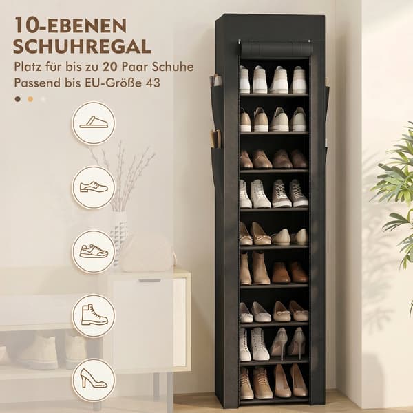 Skohylde til op til 20 par 45x30x175 cm Sort
