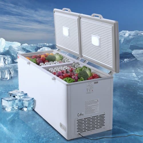 Frysbox 561 L, delat lock, dubbla låsbara lock, justerbar temperatur