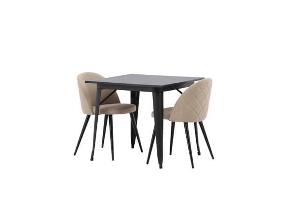 Spisebord og stole sæt Tempe sort og beige MDF og polyesterstof