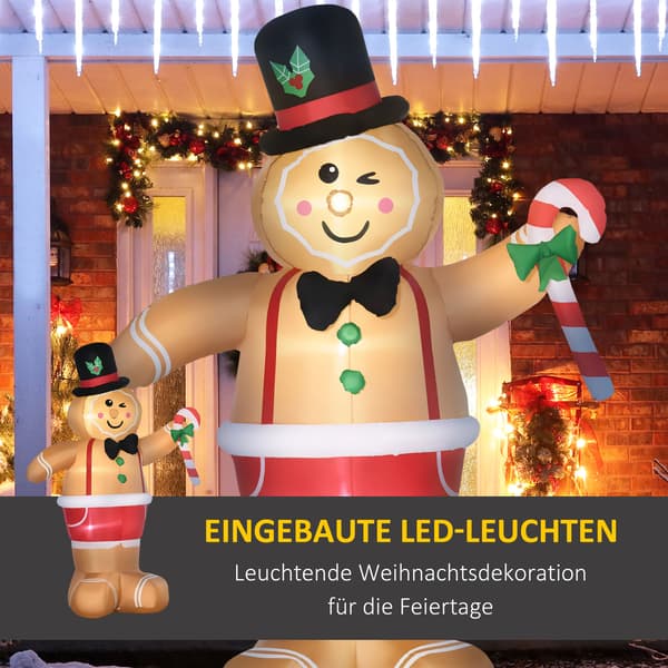 Uppblåsbar julfigur Pepparkaksgubbe 175x82x238 cm multicolor