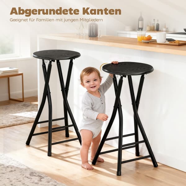 Barstolssæt, Foldbare barstole 34x30x70 cm, Sort, Stål