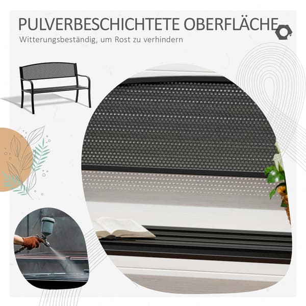 Puutarhapenkki, 127x60x87 cm, Musta, Teräs