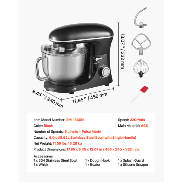 Standmixer, 45.6x24x33.2 cm, Sort, Skål i rustfrit stål