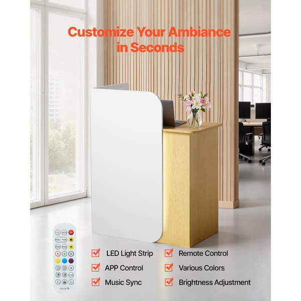 Receptiondisk, 80x45x100 cm, Hvid, LED-belysning